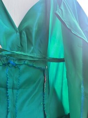 1950’s VTG TURQUOISE SATIN HARRY KEISER SZ XS-S 30” Breast DRESS T-Length USA