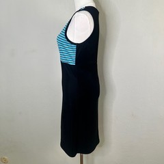 Byer Too California Vintage 90s Striped Sleeveless Dress Black Blue Small USA