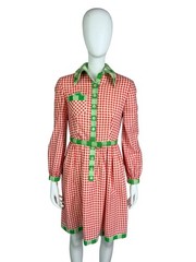 Vintage Oscar de la Renta Boutique Joseph Magnin Gingham Shirt Dress