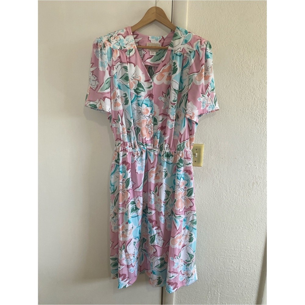 Vintage Von Bramlett Floral Dress 22W Pink Cottagecore Grandmacore USA