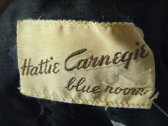 HATTIE CARNEGIE BLUE NOOM Vtg 50s Black Silk Blend Coat & Scarf-Bust 41/M