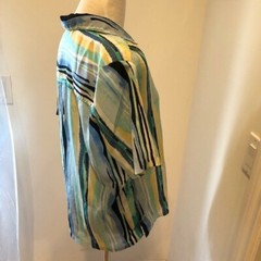 Vintage Blouse Donnkenny Classics Women’s Size S Striped Blue Yellow Green