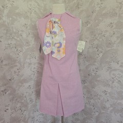 Vintage 1960s Pink Cotton Polyester Dress Scarf Deadstock Original Tags Size 6