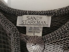 Sandy Starkman Sweater Cardigan Womens S Abstract Artsy Boho Gray EUC
