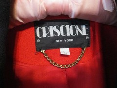Vtg 80s CRISCIONE Red/Black Blazer Jacket~L~Studded Padded Shd Hollywood Glam US