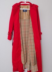 Vintage Burberrys Red Trench Coat Made England Removable Wool Liner Size 14