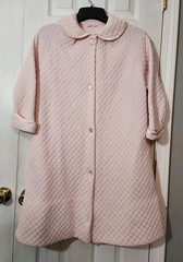 Vintage Beau Sure by Basila Pink Quilted House Coat Robe Medium