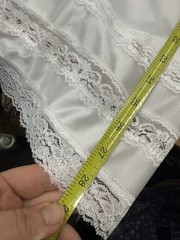 Velrose Size L White Nylon Long Lace Trims Culotte Slip Pants 28” Style:2402
