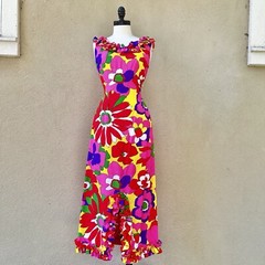ALICE Polynesian Fashions 60’s 60s Vintage Ruffled Hawaiian Dress Holomu’u M
