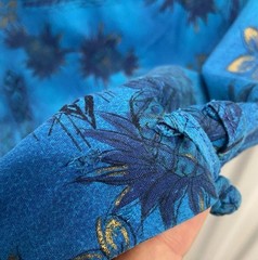 VTG 1960s Kuulei Sportswear Honolulu Pineapple Print Mini Dress Blue & Gold M