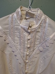 Vintage Gunne Sax Jessica’s Gunnies Courduroy Blouse 1970s Ivory XS Button Up