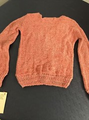 Vintage 1980s Chenille Knit Pullover Sweater V Neck Peach New Junior S