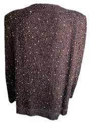 Vintage Stenay 100% Silk Beaded Sequin Jacket Women’s L Brown Art Deco Evening