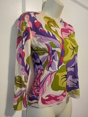 Paola Davitti Pucci-esque Vintage POP ART Psychedelic Mod Flower Print Silk Top