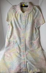 Vintage Robe Dan Ellen Light Cotton House Coat Blend Snap Front Day Dress Robe M