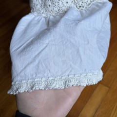Vintage White Cotton Cottage Core Prairie Dress Women’s Lace Details 70s? Hippie