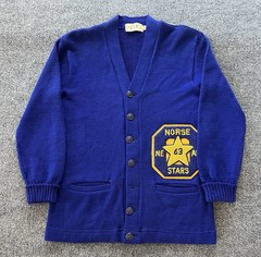 VTG 60s New Era Letterman Cardigan Sweater Norse Stars Chicago Knitting Mills