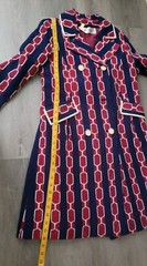 VTG 60s MOD Red Blue Tapestry Coat Sz S? Swing MCM Union Go-Go Groovy Baby FLAWS