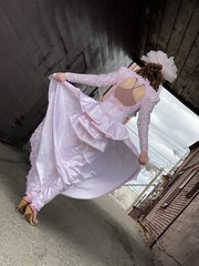 Vintage 1980s pink Wedding Gown-Convertible-Mermaid-Bridal Dress-column-Sparkle-