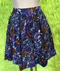 Vintage MCM 60’s 70’s Hawaiian Barkcloth Floral Skirt Talon Zip Size Small Tiki