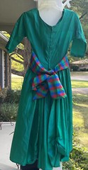 1950’s VTG TURQUOISE SATIN HARRY KEISER SZ XS-S 30” Breast DRESS T-Length USA