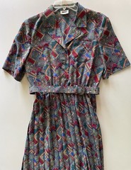 Vintage 80’s Leslie Fay Pleated Secretary Dress with Matching Belt – Size 12