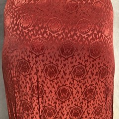 Vintage 1930s Red Deco Snakeskin Brocade Satin Rayon Dress Bonwit Teller Ruffle