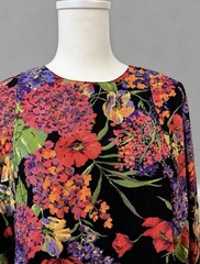 Vintage Pat Argent Petites Vibrant Floral Dolman Sleeve Shift Dress Sz 14 Large