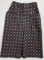 Vintage Woman’s Skirt 100% Wool Home Sewn 1960’s Grey with Red/White Pattern