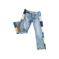1960’s Style Patchwork Distressed Boho Hippie Jeans Button Fly 36.5″ Waist ZARA