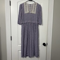 Vintage Jane Schaffhausen Maxi Dress Women’s Size 10 Floral Purple Cottagecore