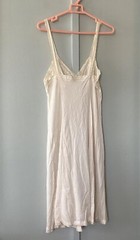 Vintage Olga34 Bust Semi Sheer Cream Nylon & Lace Slip Dress Size Medium Retro
