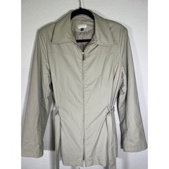 Vintage Beige Minimalist Raincoat Jacket Belted Quiet Luxury Coat Medium Giacca
