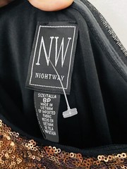 NW Nightway Copper Sequin One Shoulder Cocktail Party Dress Petite 8P NWT
