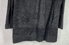 VTG Black Persian Lamb Broadtail Coat Mink Fur Collar Glam Classic S/M Old Money