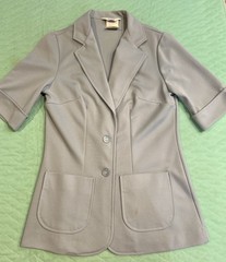 Vintage 70S Women’s Skirt Suit Ice Blue Polyester Knit SEARS Size 10 GROOVY