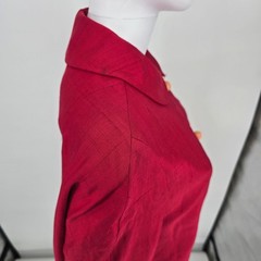 Vintage 1960s Bullock’s Wilshire Los Angeles Red Shantung Silk Mod Coat (L)
