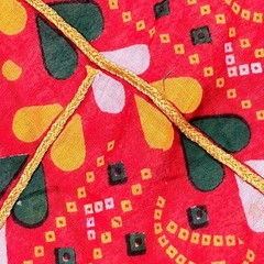 Vintage Red Bandhani Print Wrap Skirt Women’s Ethnic Folk Art Pattern Festival