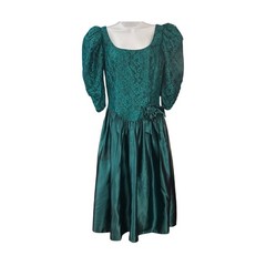 80s Unbranded Lace Satin Party Dress Emerald Green Prom Regencycore Dark Romance