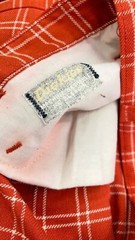 Vintage 1970s red plaid bellbottoms, white orange cotton Dickies pants jeans M