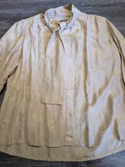 Vintage 1960s Silk Jacquard Blouse – Made in British Crown Colony Hong Kong –…