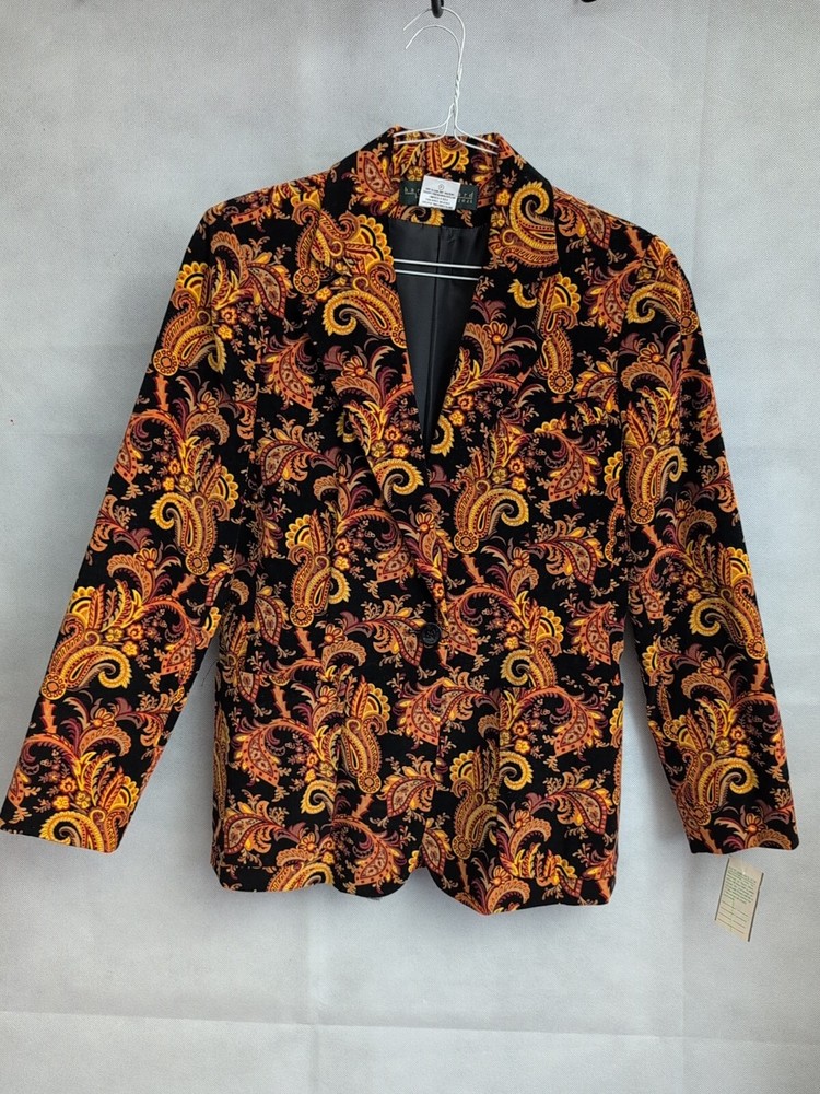 Harve Benard Vintage 90s Velvet Paisley Jacket Womens Size 8 Cotton Spandex NWT