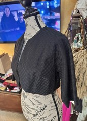 Vtg Bonwit Teller Black Cropped Cocoon Bolero Jacket 3/4 Sleeve Cotton Lined Mod