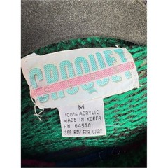 Vintage Croquet Colorblock Chunky Knit Sweater Green Pink Blue Size M