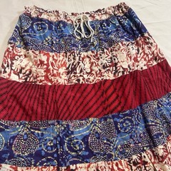 Vintage 90s Neelam Cotton Skirt Free Size Silver Bell Waist Tie Patchwork Boho