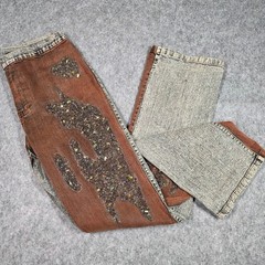Vintage Jeans Two Tone Acid Wash Beaded Embellished 10 Bootcut Y2K 90’s Grunge