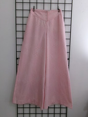 VINTAGE 70’S DALTON 🌸 24″ WAIST XXS==PINK & WHITE POLKA DOT FLARED KNIT PANTS