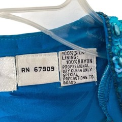 Vintage D’Ore Silk Sequin Beaded Women’s Blue Embellished Jacket size 14