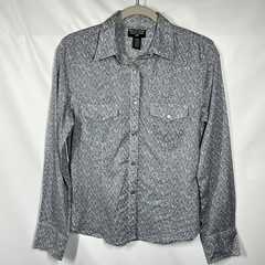 Vtg Polo Jeans Co Ralph Lauren Pearl Snap Western Shirt M White Blue Paisley