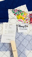 Vintage 1970s quilted maxi skirt, wedding ring quilt cotton rayon patchwork blue